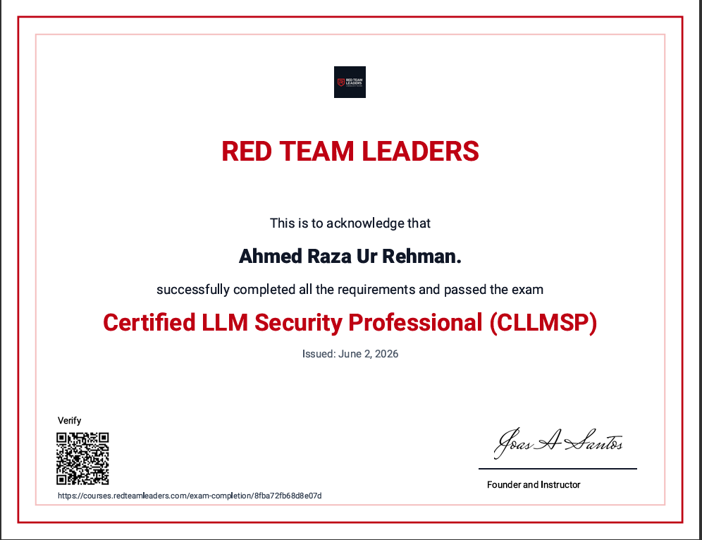 Certified LLM Security Professional (CLLMSP)